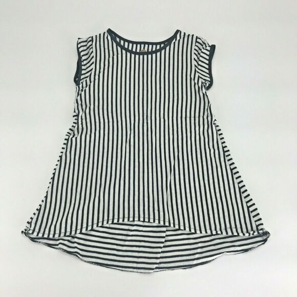 Total Girl Youth Girls Shirt High Low Hem Short Sleeve Striped Sz S 6/7 - Picture 1 of 3